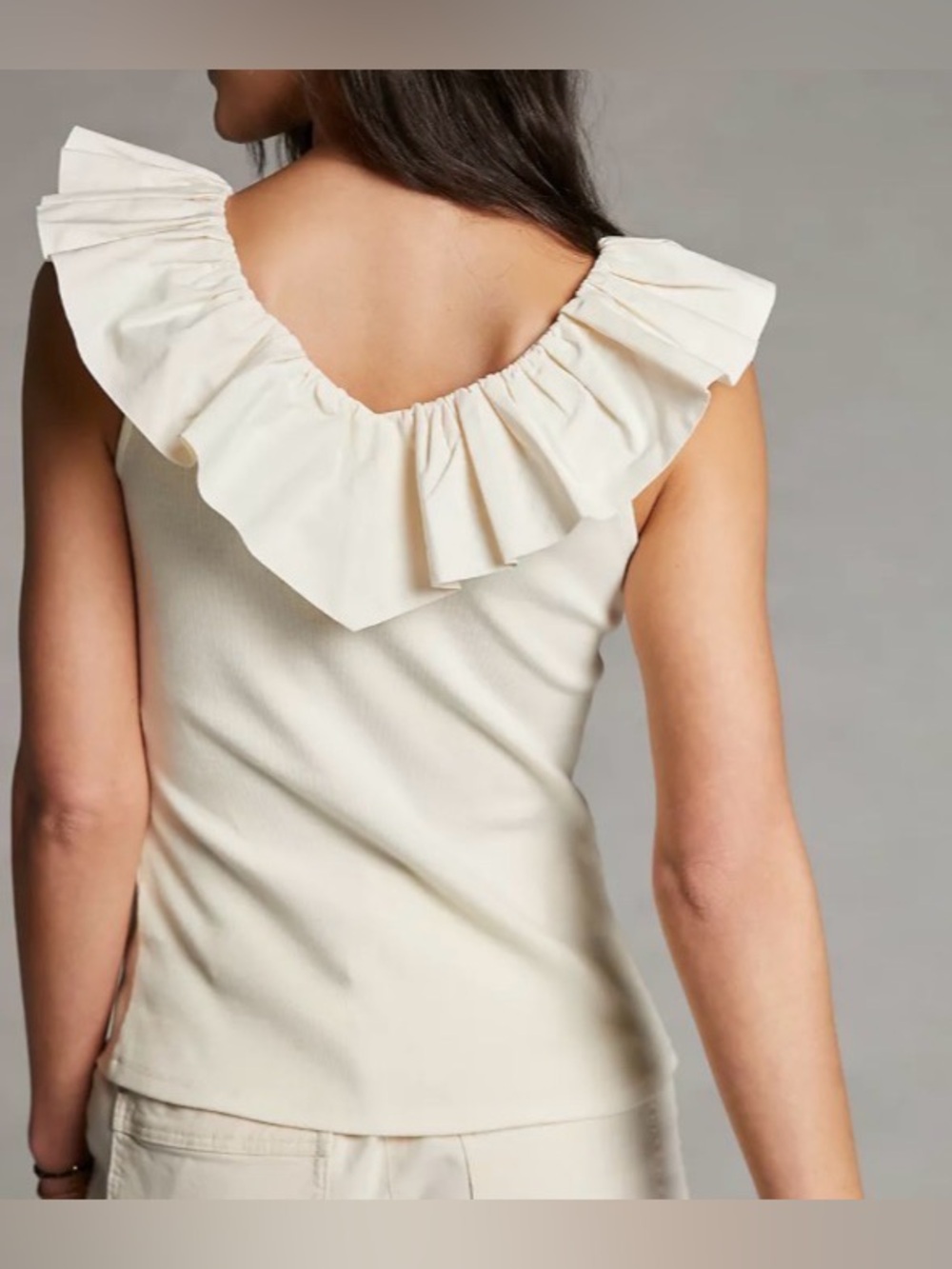 Maeve x Anthropologie Tina Ruffled Tank | Cream | NWOT | Medium - Picture 3 of 8
